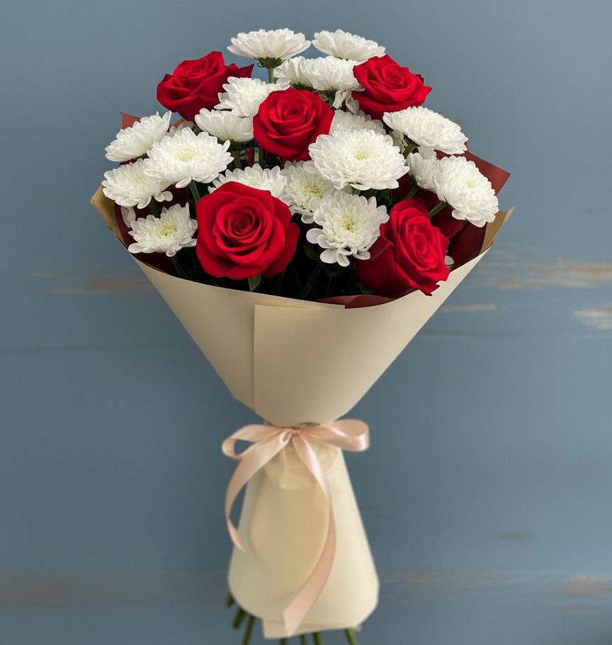 Букет цветов из: Розы и Хризантемы в Вольгинский