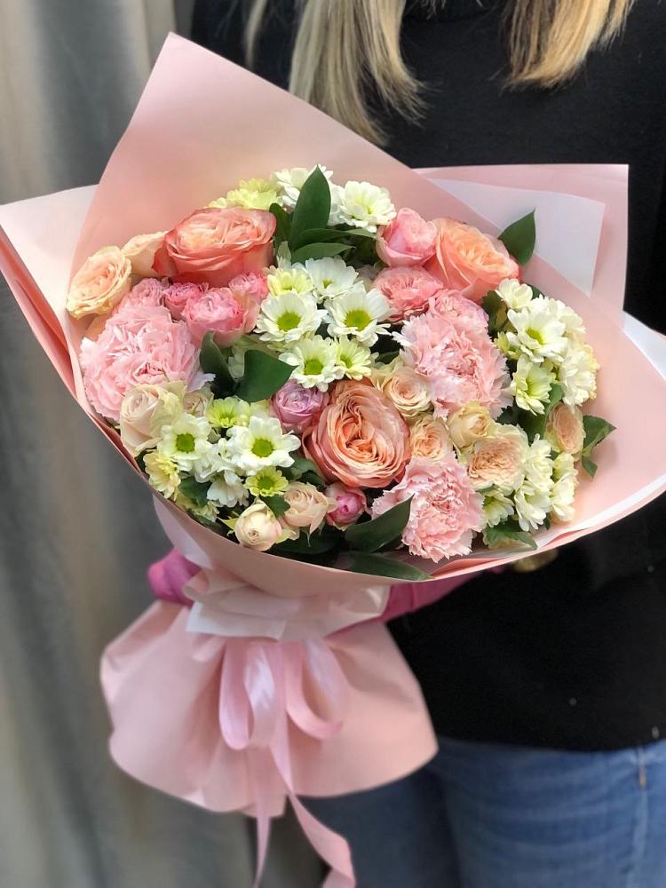 Букет цветов из: Гвоздики, Розы и Хризантемы в Вольгинский