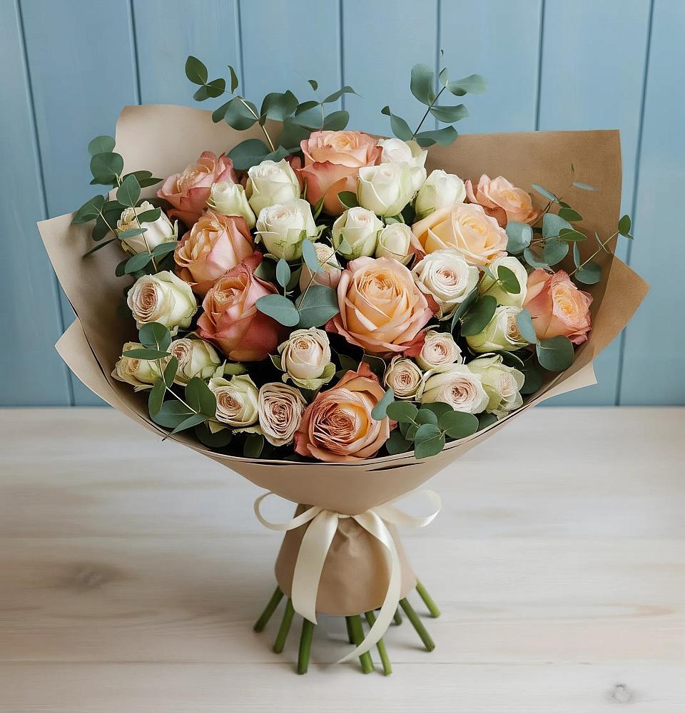 Букет цветов из: Альстромерии и Розы в Вольгинский