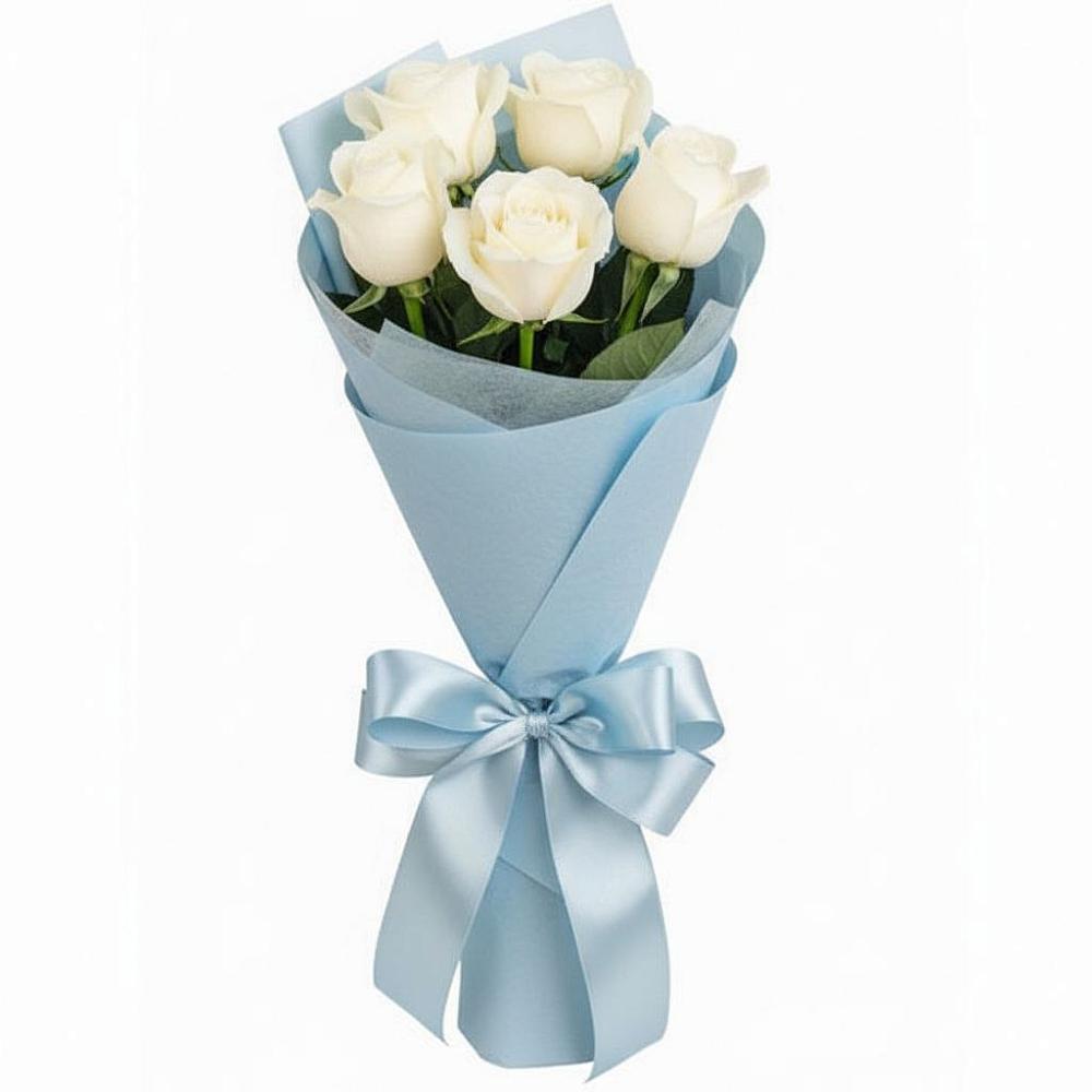 Букет 5 Белых роз Проуд в Вольгинский