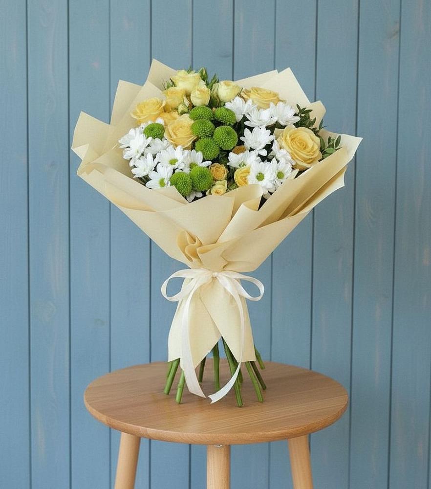 Букет цветов из: Хризантемы и Розы в Вольгинский