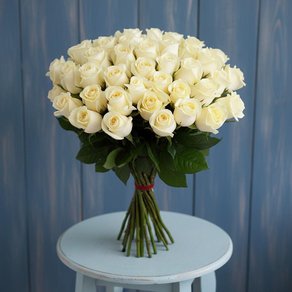 Букет 51 Белая роза Эдлесс Лав в Вольгинский