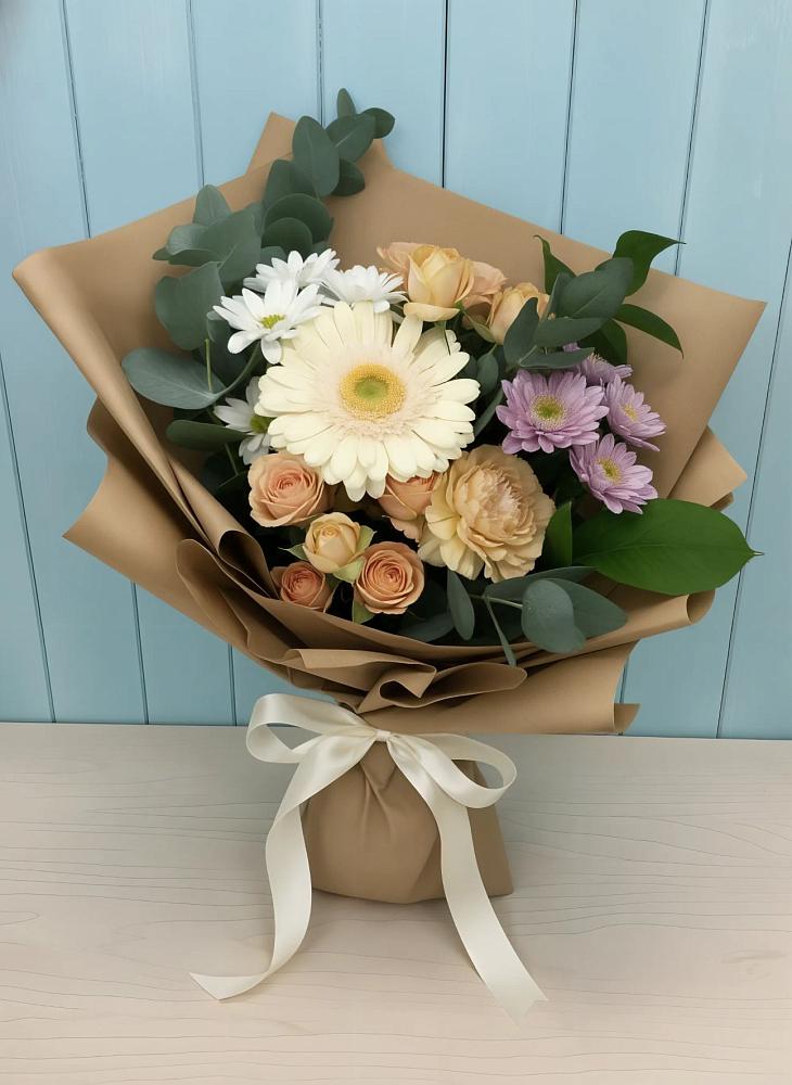 Букет цветов из: Герберы и Хризантемы в Вольгинский