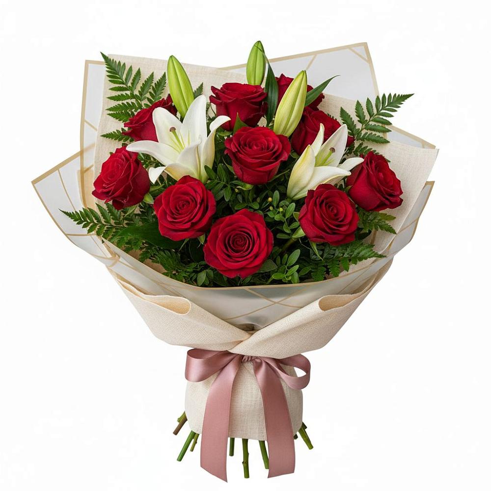 Букет цветов из: Лилии и Розы в Вольгинский