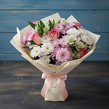 Букет цветов из:  Хризантемы, Альстромерии и Розы в Вольгинский