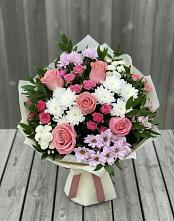 Букет цветов из:  Альстромерии, Гвоздики, Розы и Хризантемы в Вольгинский