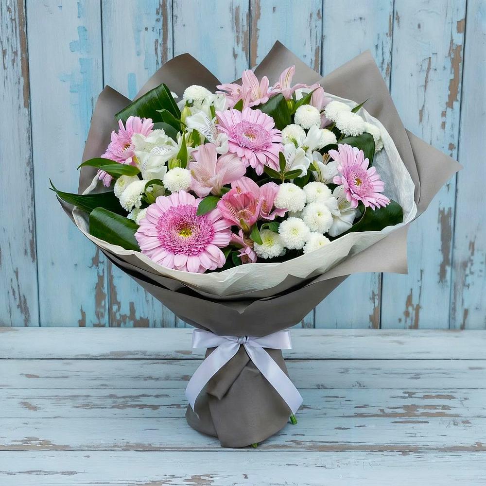 Букет цветов из: Герберы, Альстромерии и Хризантемы в Вольгинский