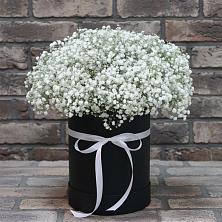 Цветочная композиция из Гипсофила в шляпной коробке в Вольгинский