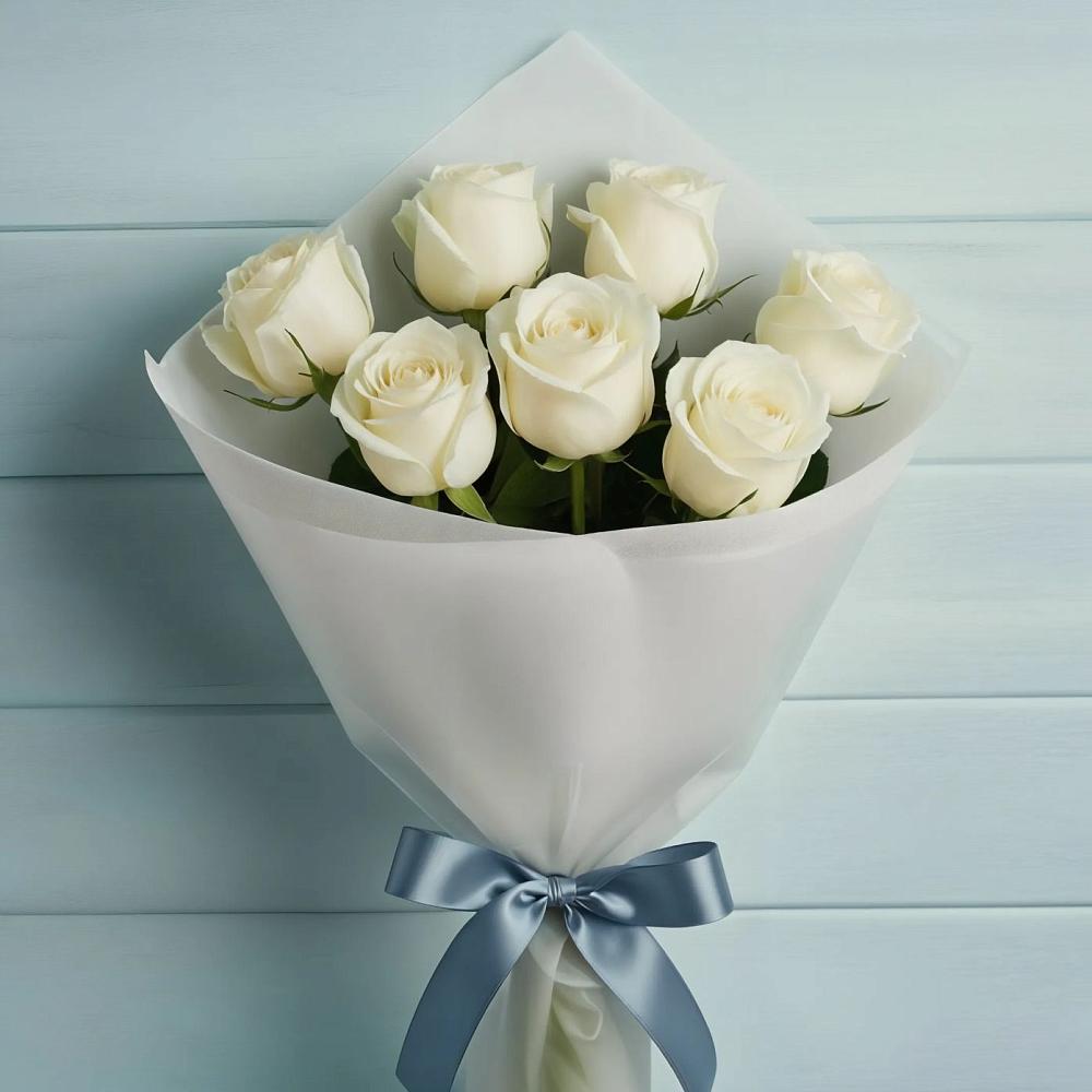 Букет 7 Белых роз Эдлесс Лав в Вольгинский