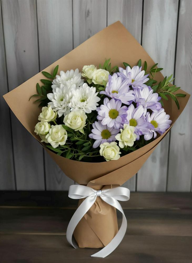 Букет цветов из: Хризантемы и Розы в Вольгинский